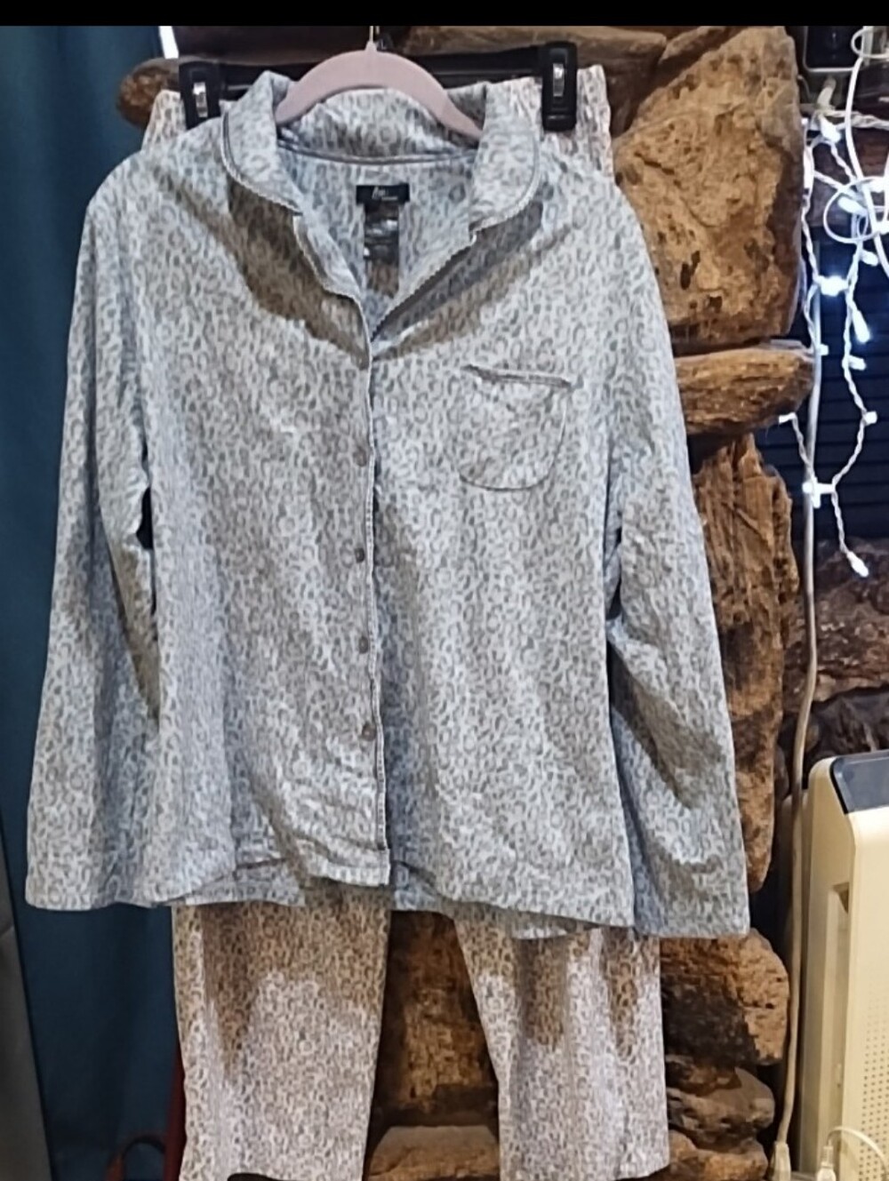 Aria Light Gray Leopard Print Pajama Set